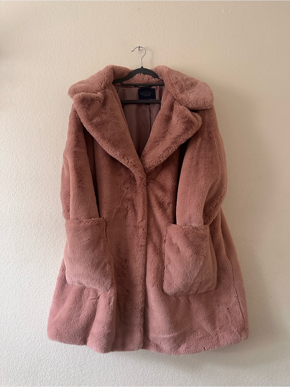 Rachel by Rachel Roy Dusty Pink Faux Fur Coat 2X